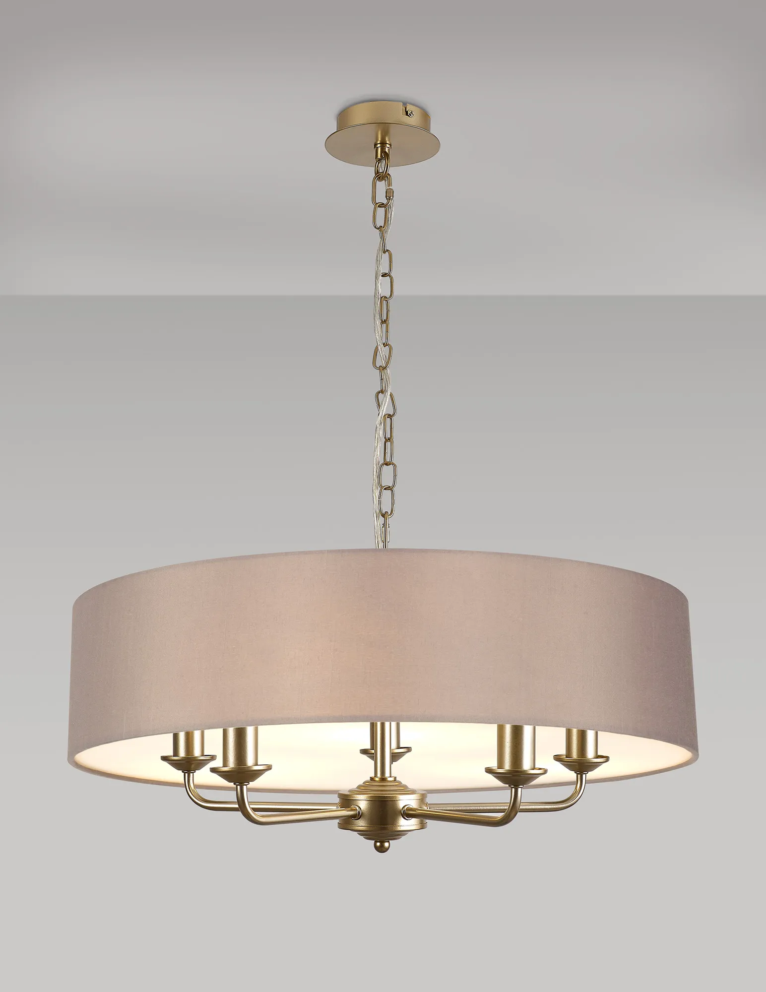 Banyan 60cm 5 Light Pendant Champagne Gold; Grey DK0945  Deco Banyan CG GR